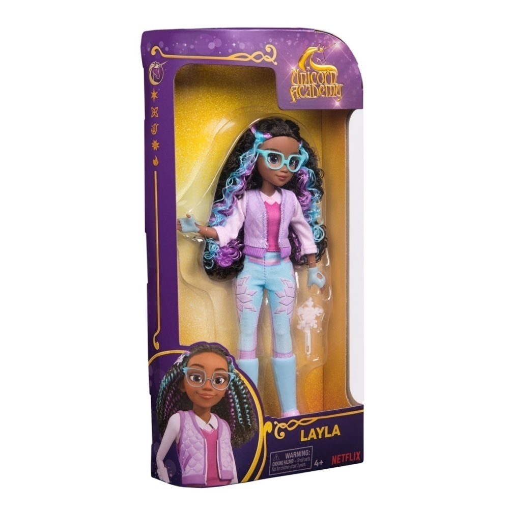 Netflix Unicorn Academy Layla Doll with Blue and Pink Outfit NEW